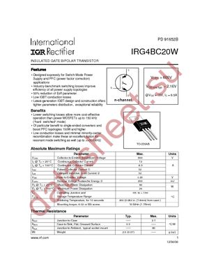 IRG4BC20WPBF datasheet  